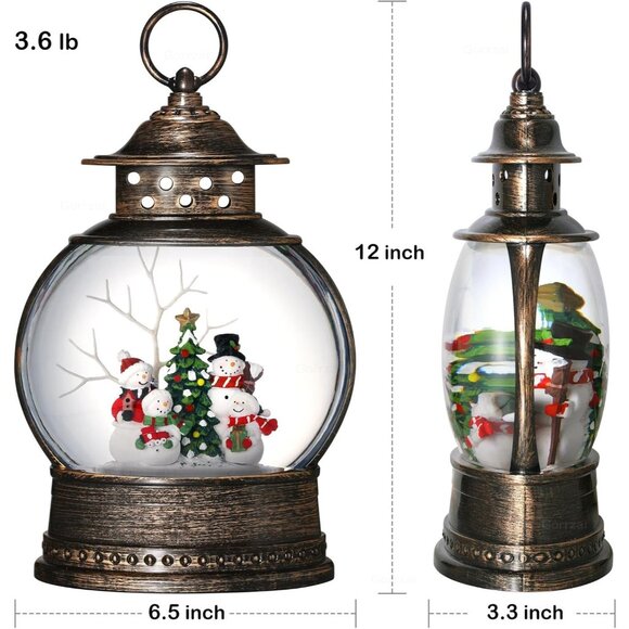 12 Inch Christmas Snow Globe Lantern Lighted Musical Christmas Decorations - Picture 2 of 6
